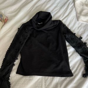 Cowl neck sweater with sleeve detail